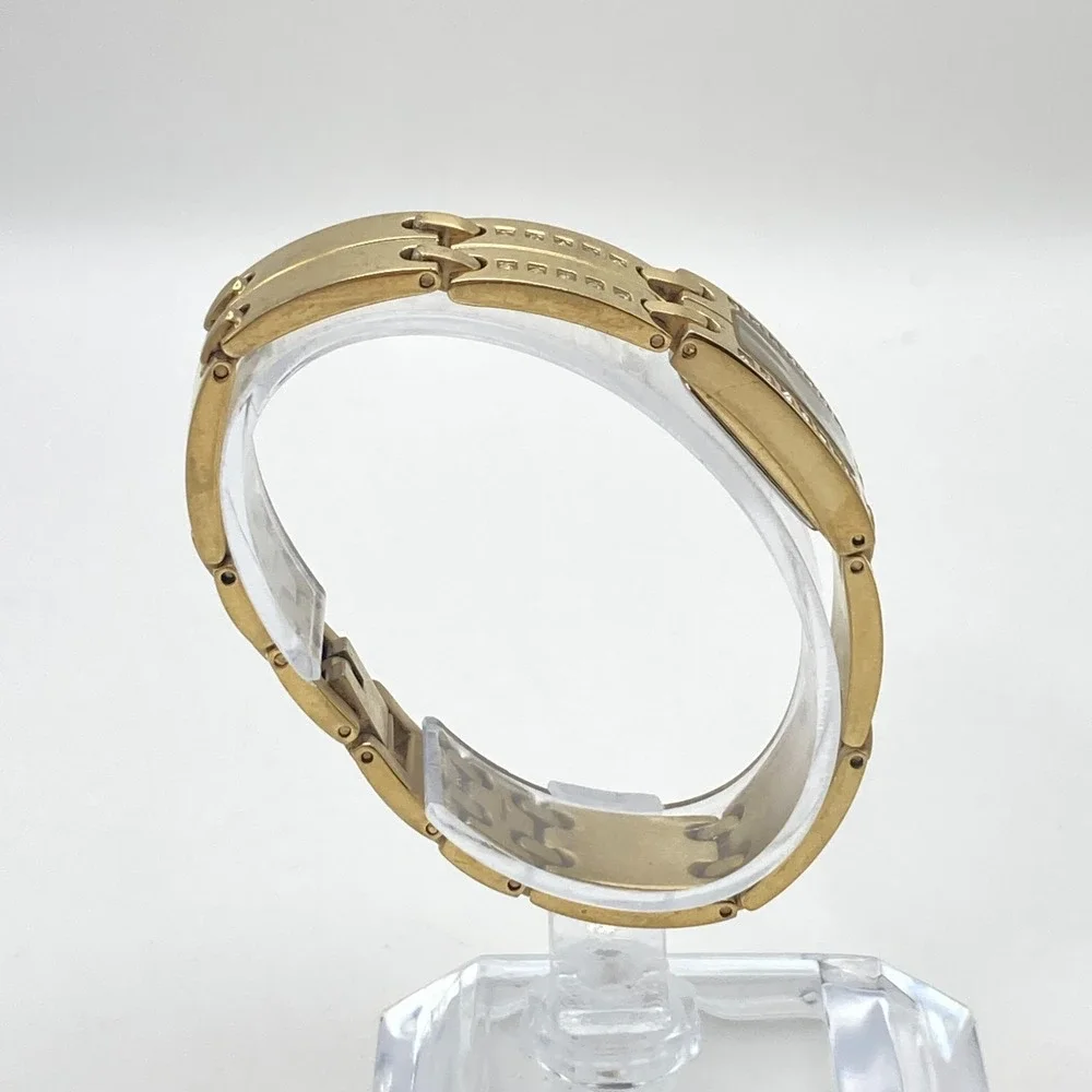 Timex Women's Tank Watch 17mm Gold Tone Crystals Petite New Battery 6.25